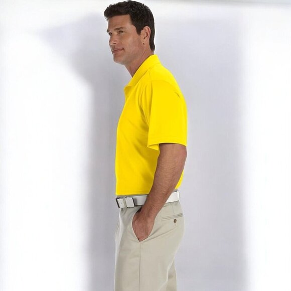 Adidas Mens Golf Climalite Yellow Puremotion Short Sleeve Polo Shirt NEW Medium - Picture 7 of 8